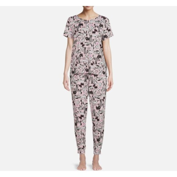 Secret Treasures Womens Dog Shirt Jogger Pajama set Pink L (12-14) - Picture 2 of 6